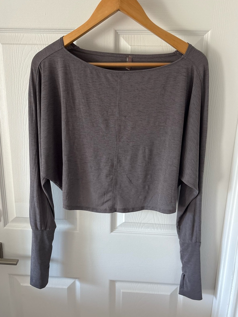 Free People Movement My Time Crop Top Gray Overlapping Back Size XS